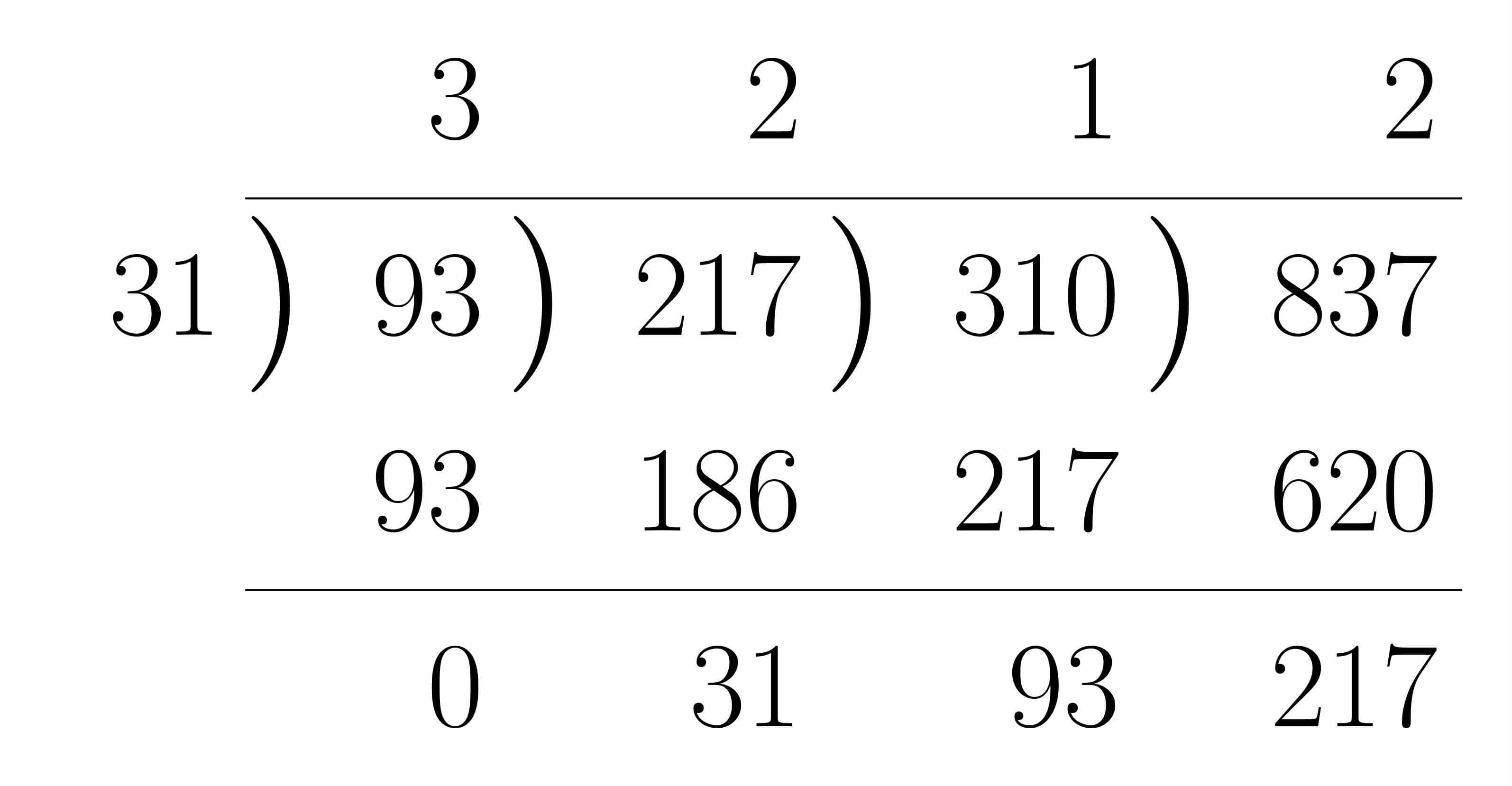 ユークリッドの互除法の計算法練習1