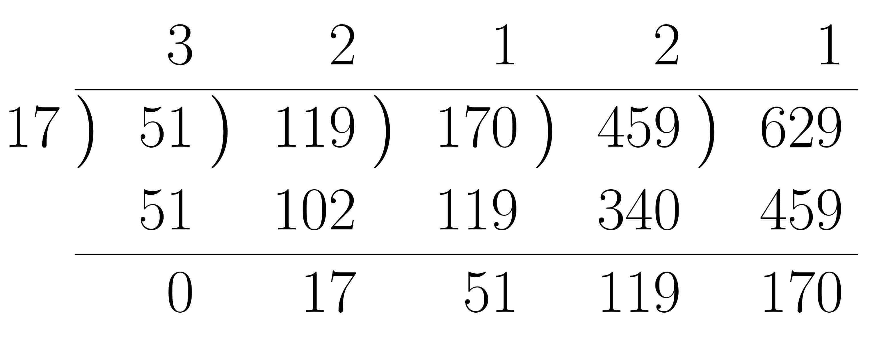 ユークリッドの互除法の計算法練習2